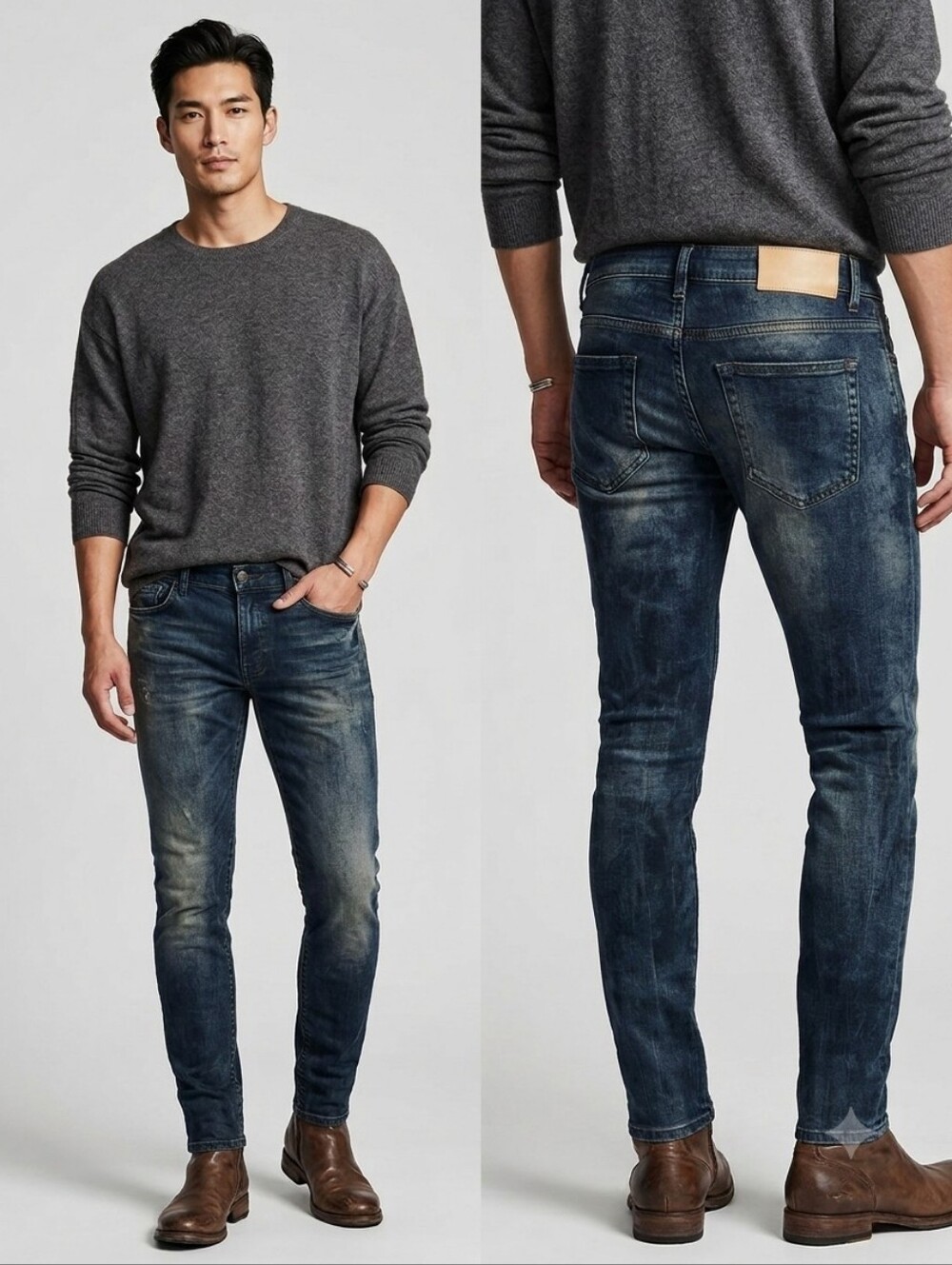 New Men's Iro Paris Acid Wash Super Skinny Garcon Jeans 29
